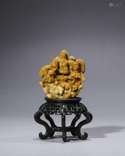 A Chinese Carved Furong Stone Guanyin ,Qing Dynasty