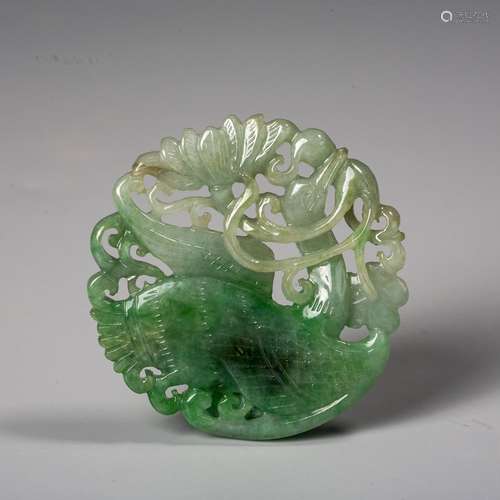 A Chinese Carved Jadeite Pendant,Qing Dynasty