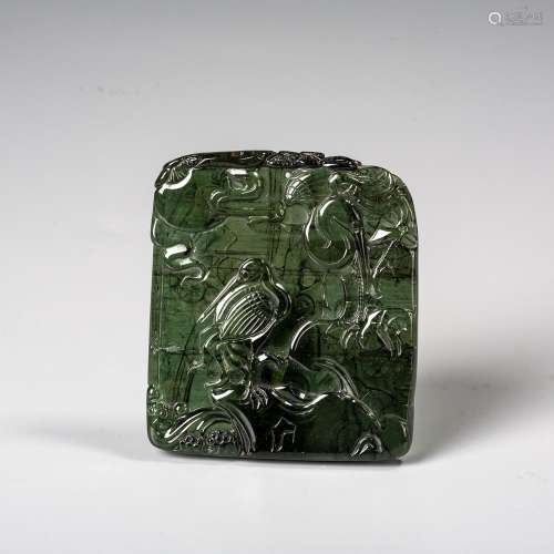 A Chinese Carved Malachite Pendant,Qing Dynasty