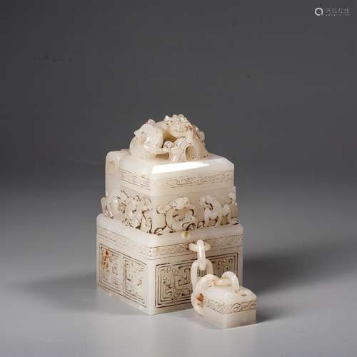 A Chinese White Jade Seal,Qing Dynasty