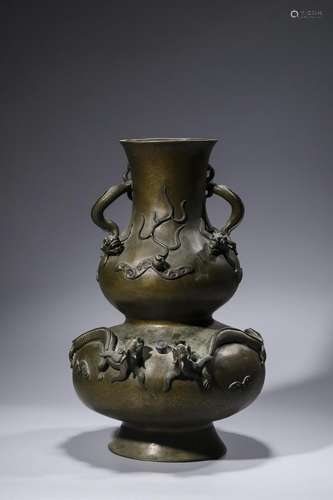 A Chinese Bronze Double-Gourd Vase,Qianlong Period