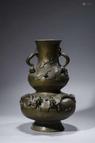 A Chinese Bronze Double-Gourd Vase,Qianlong Period