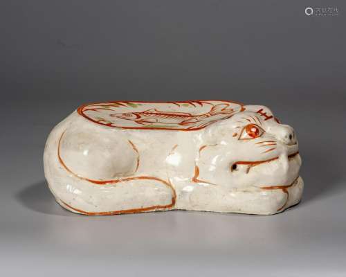 A Chinese Dingyao Painted Tiger-Form Pillow, Song