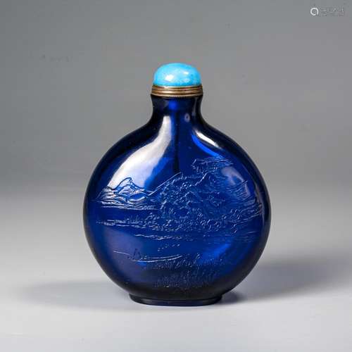 A Chinese Blue Glass Snuff Bottle,Qing Dynasty