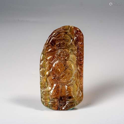 A Chinese Carved Tourmaline Pendant,Qing Dynasty