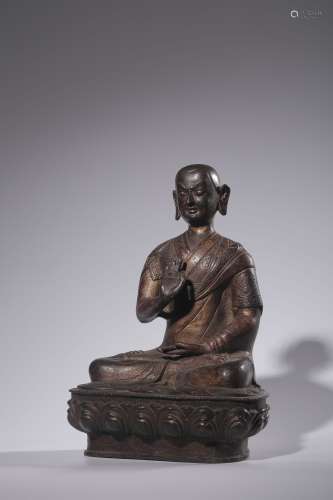 Bronze lacquered gold statue of Panchen sitting