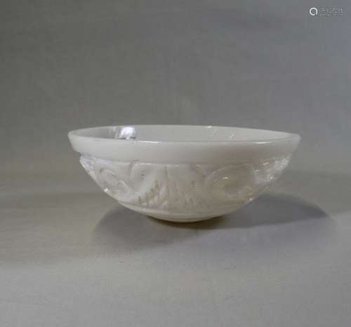 Large Chinese Carved Jade Bowl