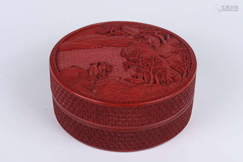 Carved lacquer lidded box