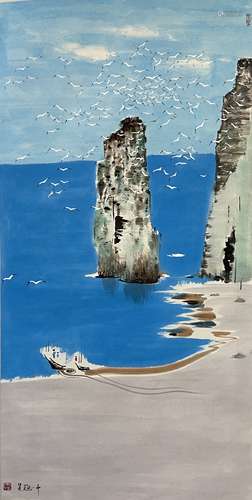 Wu Guanzhong, The Sea, standing scroll