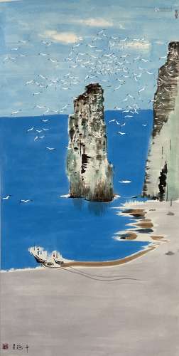 Wu Guanzhong, The Sea, standing scroll