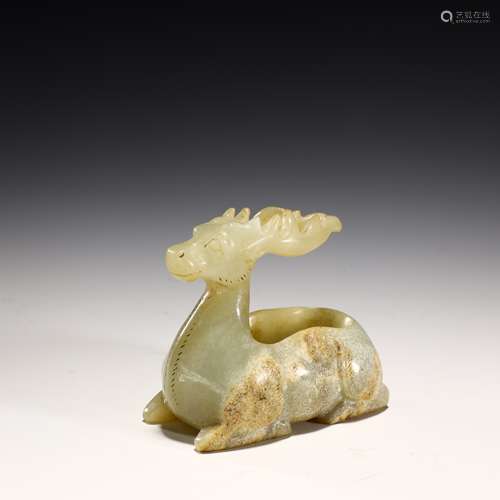 Ancient Hetian jade deer type pen wash