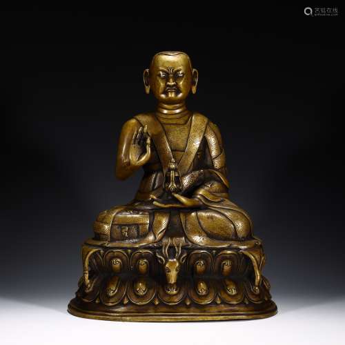 Qing dynasty bronze alloy master statue
