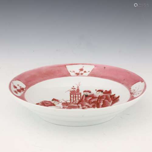 Qing Dynasty rouge figure plate