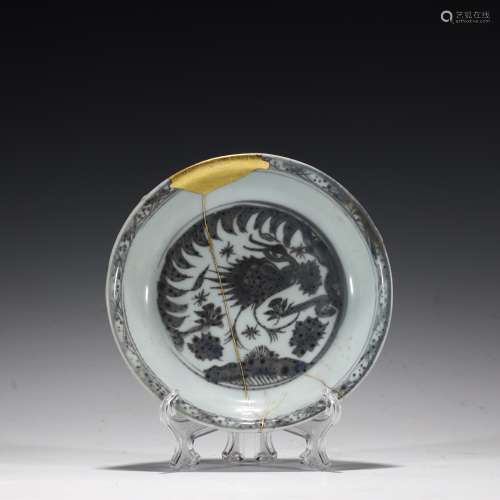 Ming dynasty glazed red phoenix pattern plate