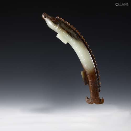 Ancient Hetian jade fish accessories