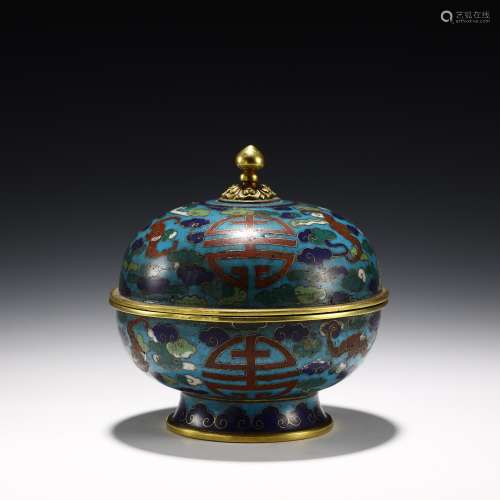 Qing Dynasty Cloisonne Blessing and Longevity cover box