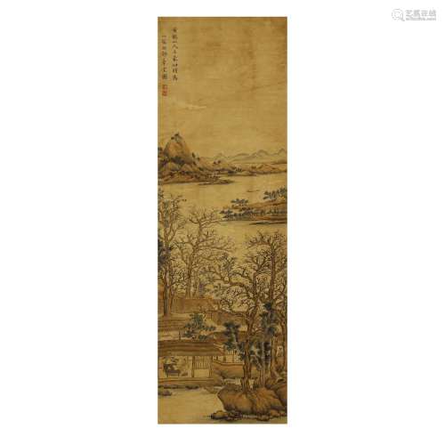 Silk scroll Wang Mengshan: Landscape figures