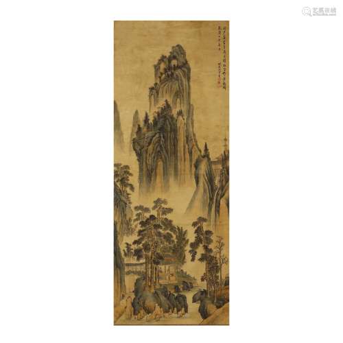Silk scroll Shang Guan Zhou: Landscape pavilion