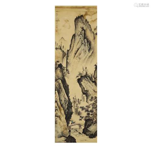 Silk scroll Chen Shaomei: Landscape figure