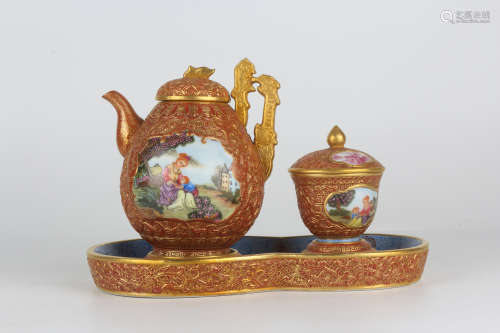 Qing QianLength enameled gilt-painted cup