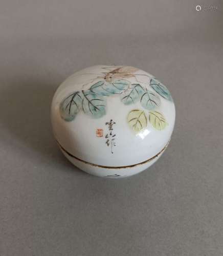 Chinese Porcelain Famille Rose Ink Box