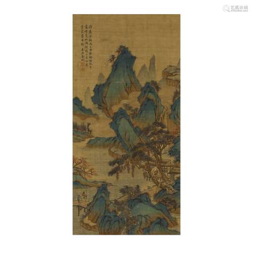Silk scroll Jin Cheng: Green Mountains and clear waters