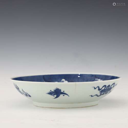Qing dynasty blue and white dragon plate