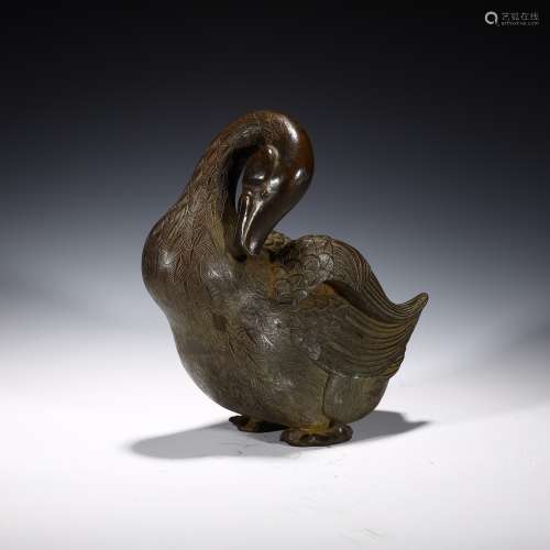 Qing Dynasty copper duck-shaped ornaments