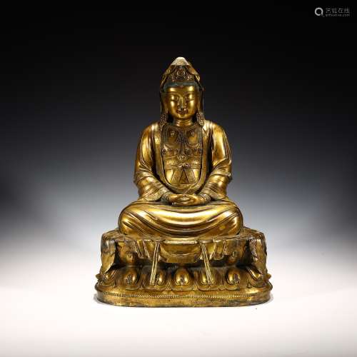 Qing Dynasty bronze gilt Bodhisattva statue