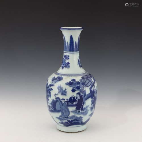 Qing Dynasty jade wool blue glaze figure bottle