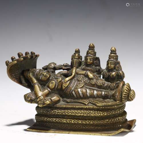 Ancient alloy copper reclining Buddha