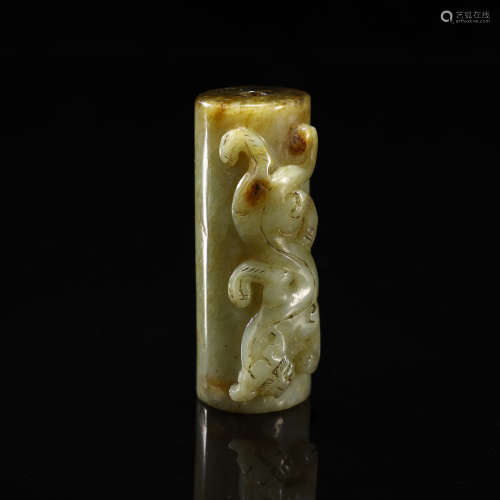 Ancient jade red dragon jade tube