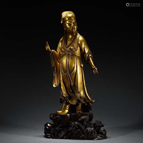 Qing Dynasty bronze gilt figure