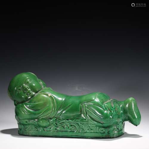 Ming Dynasty green glaze children's pillow