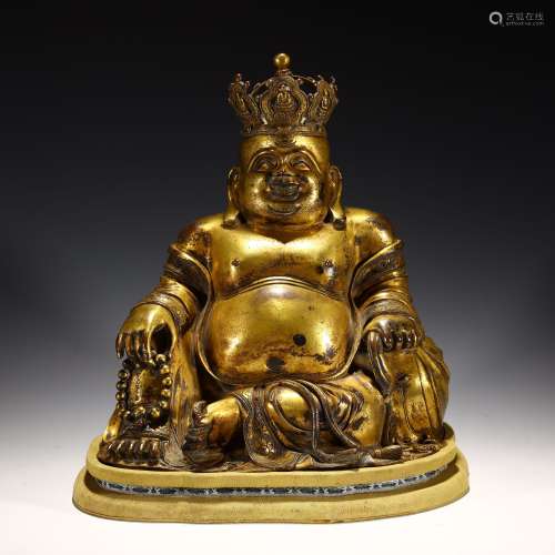 Qing Dynasty bronze gilt Maitreya Buddha