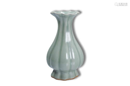 A Grey Glazed Melon Shape Porcelain Vase