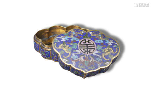 A Bat Pattern Ruyi Shape Bronze Cloisonne Box