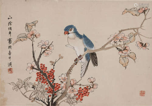 A Chinese Bird with Flower Painting, Ren Bonian Mark