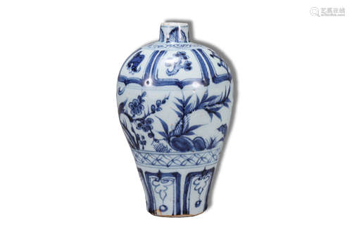 A Blue and White Plum Flower, Bamboo, Pinetree Pattern Porce...