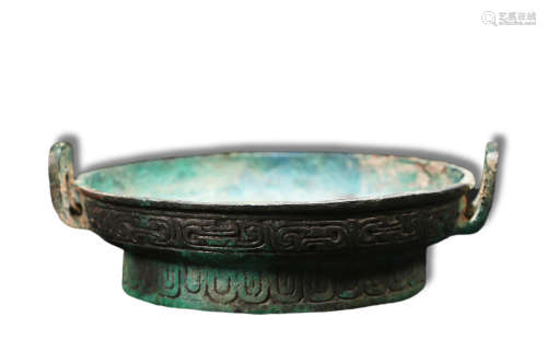 A Chinese Bronze Double Ear Plate