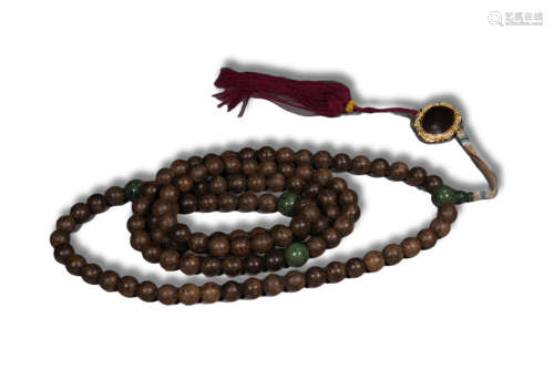 An Round Agarwood Bead Necklace