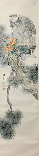 A Chinese Eagle Painting, Liu Kuiling Mark