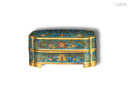 A Flower Pattern Square Shape Bronze Cloisonne Box