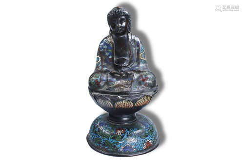 A Sitting Shakyamuni Buddha Bronze Cloisonne Figure Statue