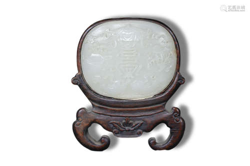 A Fish with Flower Pattern Jade Table Plaque