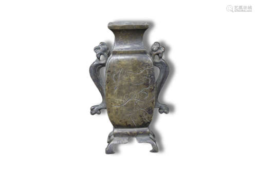A Carved Flower and Tree Pattern Bronze Vase