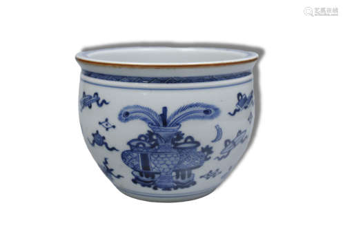 A Blue and White Flower in Vase Pattern Porcelain Incense Bu...