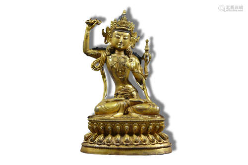 A Vajrasattva Gilt Bronze Figure Statue