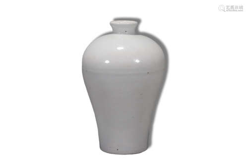 A White Glazed Carved Flower Pattern Porcelain Plum Bottle