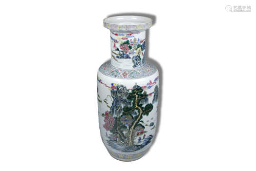 A Famille Rose Landscape Pattern Porcelain Vase